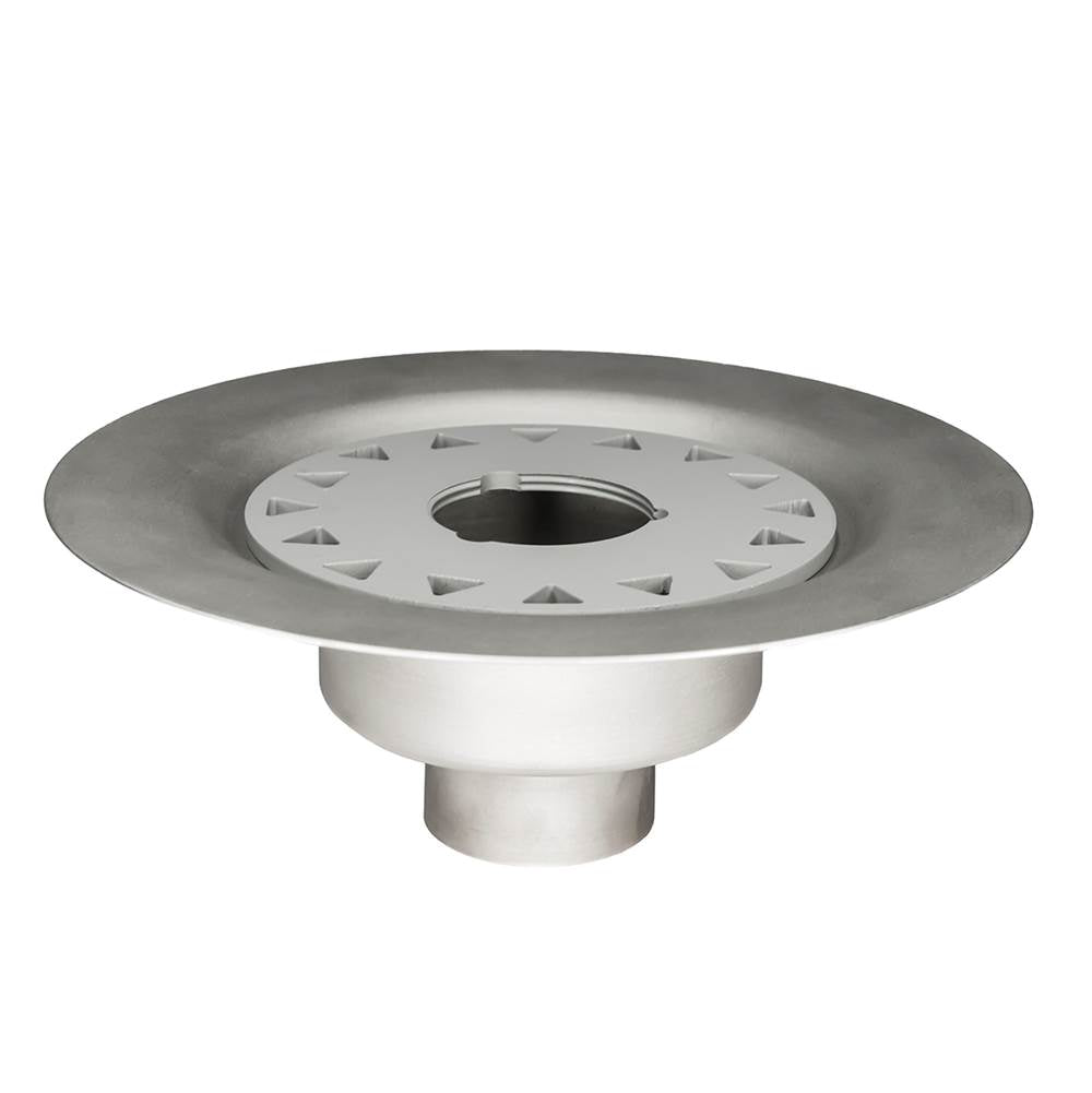 Infinity Drain - Bonded Flange Stainless Steel Drain 2'' Throat, 2'' No Hub Outlet