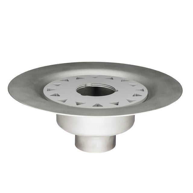 Infinity Drain - Bonded Flange Stainless Steel Drain 2'' Throat, 2'' No Hub Outlet