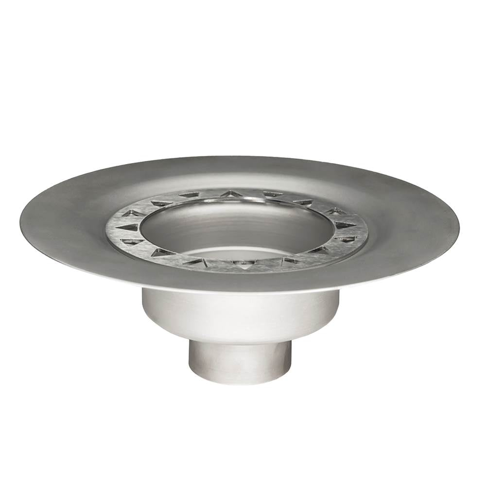 Infinity Drain - Bonded Flange Stainless Steel Drain 4'' Throat, 2'' No Hub Outlet