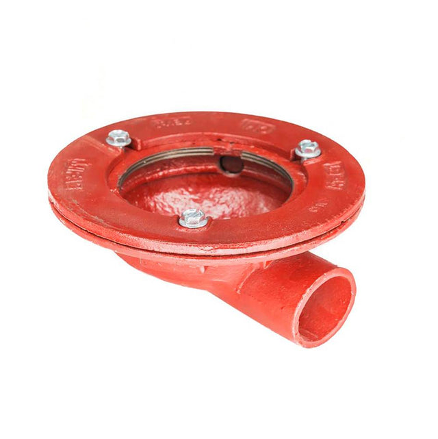 Infinity Drain - Clamp Down Drain Cast Iron, Side Outlet No Trap 4- Throat, 2- Outlet