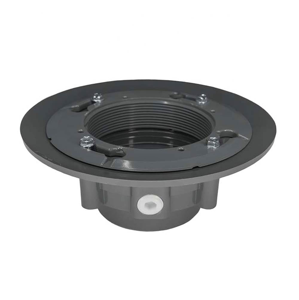 Infinity Drain - Clamp Down Drain PVC 4'' Throat, 3'' Outlet with Threaded Outlet