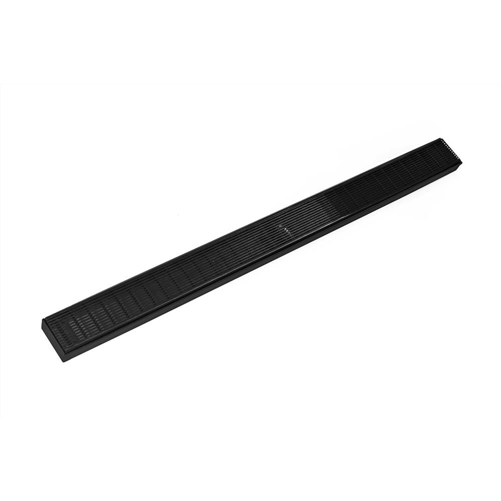 Infinity Drain - 60'' FX Series Complete Kit with Wedge Wire Grate in Matte Black - Matte Black