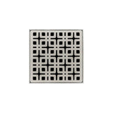 Infinity Drain - 4'' x 4'' KD 4 Complete Kit with Link Pattern Decorative Plate in Satin Stainless with Cast Iron Drain Body, 2'' Outlet - Satin Stainless