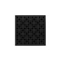 Infinity Drain - 5'' x 5'' KD 5 High Flow Complete Kit with Link Pattern Decorative Plate in Matte Black with Cast Iron Drain Body, 3'' No-Hub Outlet - Matte Black