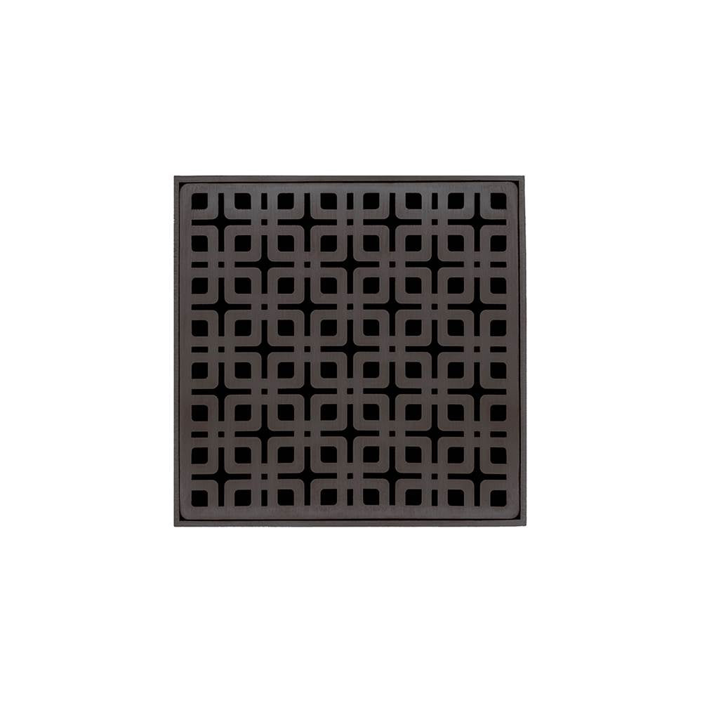 Infinity Drain - 5'' x 5'' KD 5 High Flow Complete Kit with Link Pattern Decorative Plate in Oil Rubbed Bronze with ABS Drain Body, 3'' Outlet - Oil Rubbed Bronze