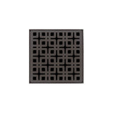 Infinity Drain - 4'' x 4'' KDB 4 Complete Kit with Link Pattern Decorative Plate in Oil Rubbed Bronze with Stainless Steel Bonded Flange Drain Body, 2'' No Hub Outlet - Oil Rubbed Bronze