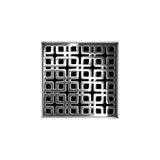 Infinity Drain - 4'' x 4'' KDB 4 Complete Kit with Link Pattern Decorative Plate in Polished Stainless with Stainless Steel Bonded Flange Drain Body, 2'' No Hub Outlet - Polished Stainless
