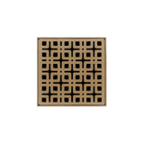 Infinity Drain - 4'' x 4'' KDB 4 Complete Kit with Link Pattern Decorative Plate in Satin Bronze with Stainless Steel Bonded Flange Drain Body, 2'' No Hub Outlet - Satin Bronze
