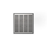 Infinity Drain - 5'' x 5'' LND 5 Slotted Pattern Complete Kit in Satin Stainless with Cast Iron Drain Body, 2'' Outlet - Satin Stainless