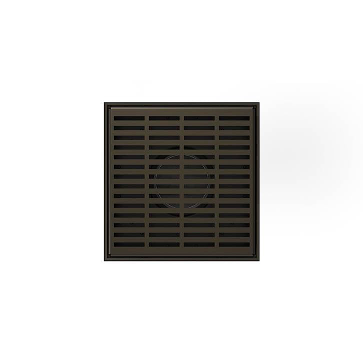 Infinity Drain - 5'' x 5'' LND 5 Slotted Pattern Complete Kit in Oil Rubbed Bronze with Stainless Steel Bonded Flange, 2'' No Hub Outlet - Oil Rubbed Bronze
