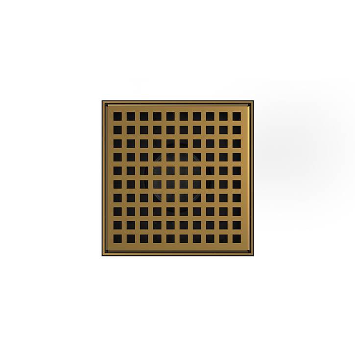 Infinity Drain - 5'' x 5'' LQD 5 Squares Pattern Complete Kit in Satin Bronze with ABS Drain Body, 2'' Outlet - Satin Bronze