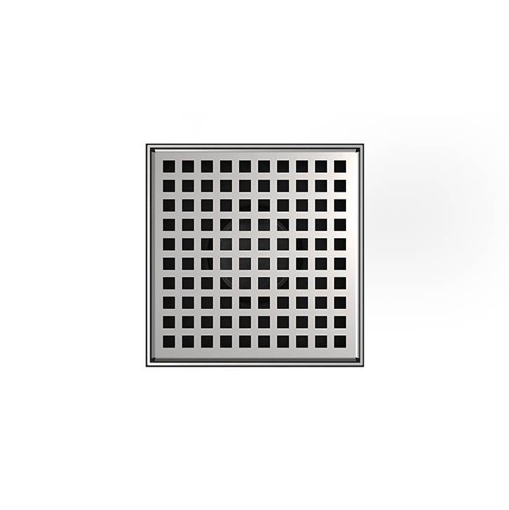 Infinity Drain - 5'' x 5'' LQD 5 Squares Pattern Complete Kit in Satin Stainless with ABS Drain Body, 2'' Outlet - Satin Stainless