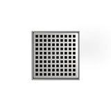 Infinity Drain - 5'' x 5'' LQD 5 Squares Pattern Complete Kit in Satin Stainless with ABS Drain Body, 2'' Outlet - Satin Stainless