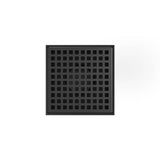 Infinity Drain - 5'' x 5'' LQD 5 Squares Pattern Complete Kit in Matte Black with PVC Bonded Flange, 2'', 3'' and 4'' Outlet - Matte Black