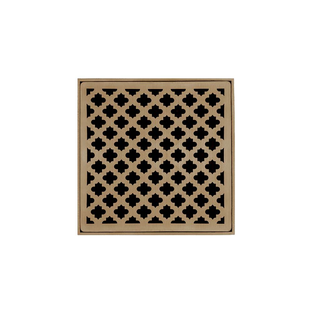 Infinity Drain - 5'' x 5'' Strainer with Moor Pattern Decorative Plate and 2'' Throat in Satin Bronze for MD 5 - Satin Bronze