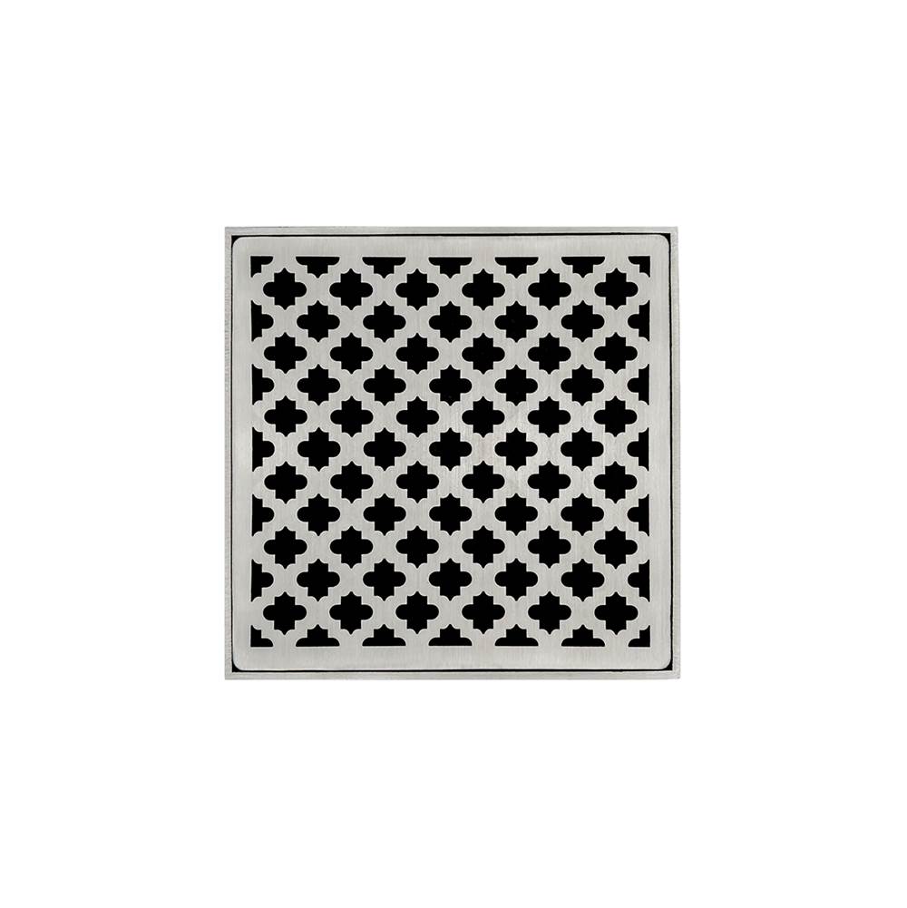 Infinity Drain - 5'' x 5'' Strainer with Moor Pattern Decorative Plate and 2'' Throat in Satin Stainless for MD 5 - Satin Stainless