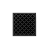 Infinity Drain - 5'' x 5'' MD 5 Complete Kit with Moor Pattern Decorative Plate in Matte Black with ABS Drain Body, 2'' Outlet - Matte Black