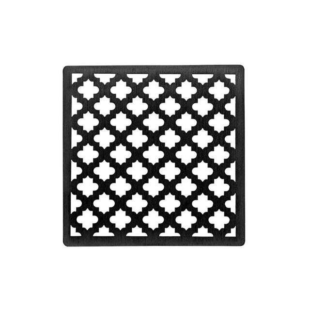 Infinity Drain - 4'' x 4'' Moor Pattern Decorative Plate for M 4, MD 4, MDB 4 in Matte Black - Matte Black