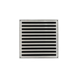 Infinity Drain - 5'' x 5'' Strainer with Lines Pattern Decorative Plate and 2'' Throat in Satin Stainless for ND 5 - Satin Stainless