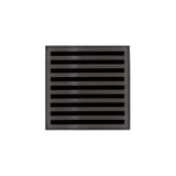 Infinity Drain - 4'' x 4'' ND 4 Complete Kit with Lines Pattern Decorative Plate in Oil Rubbed Bronze with PVC Drain Body, 2'' Outlet - Oil Rubbed Bronze