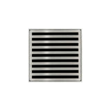 Infinity Drain - 4'' x 4'' ND 4 Complete Kit with Lines Pattern Decorative Plate in Satin Stainless with PVC Drain Body, 2'' Outlet - Satin Stainless