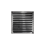 Infinity Drain - 5'' x 5'' ND 5 Complete Kit with Lines Pattern Decorative Plate in Polished Stainless with ABS Drain Body, 2'' Outlet - Polished Stainless
