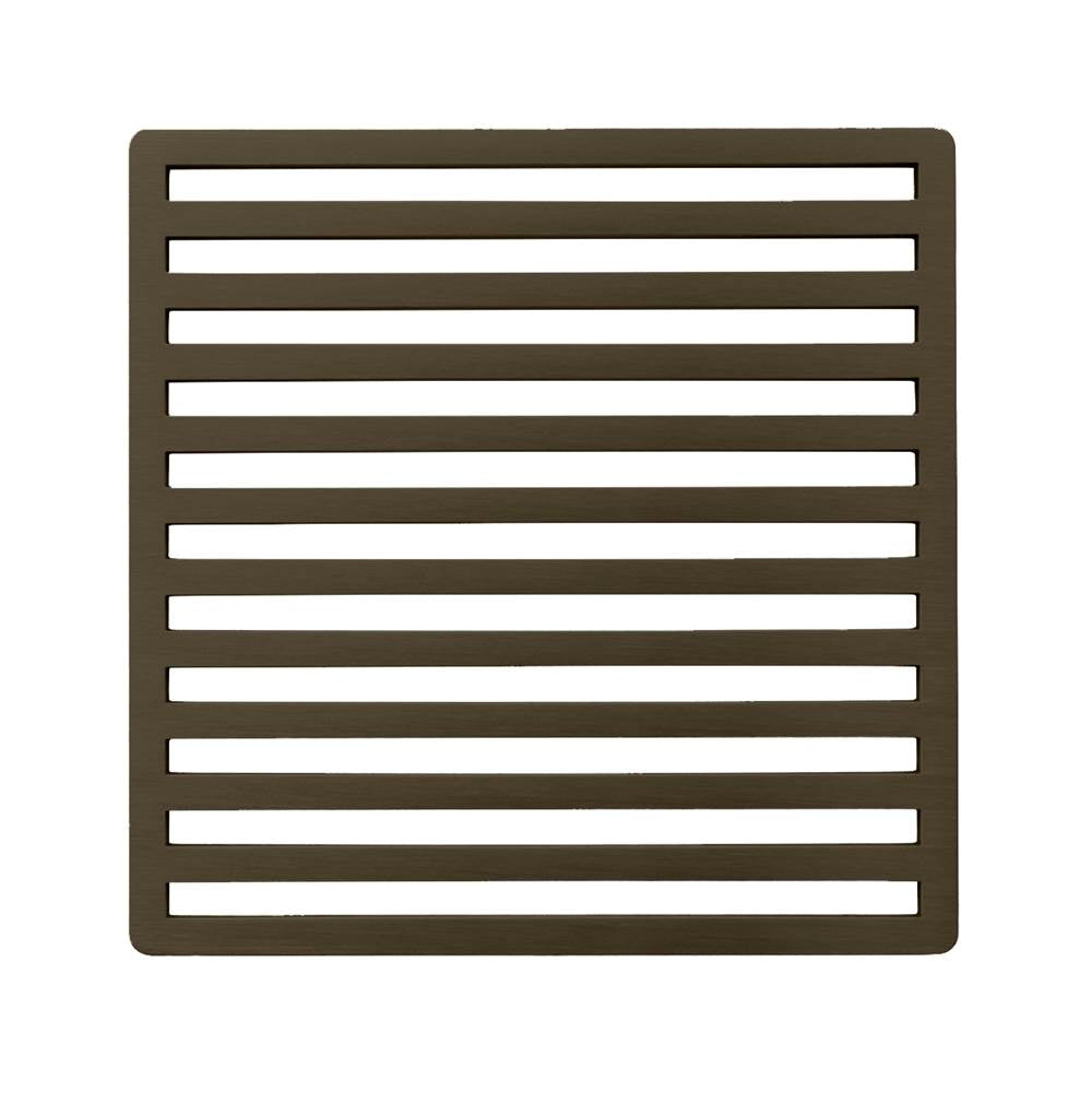 Infinity Drain - 4'' x 4'' Lines Pattern Decorative Plate for N 4, ND 4, NDB 4 in Oil Rubbed Bronze - Oil Rubbed Bronze