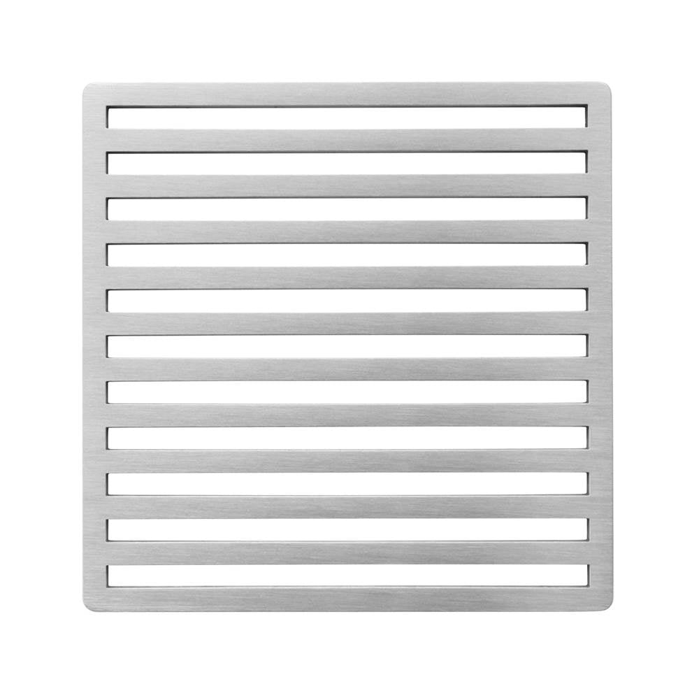 Infinity Drain - 4'' x 4'' Lines Pattern Decorative Plate for N 4, ND 4, NDB 4 in Satin Stainless - Satin Stainless