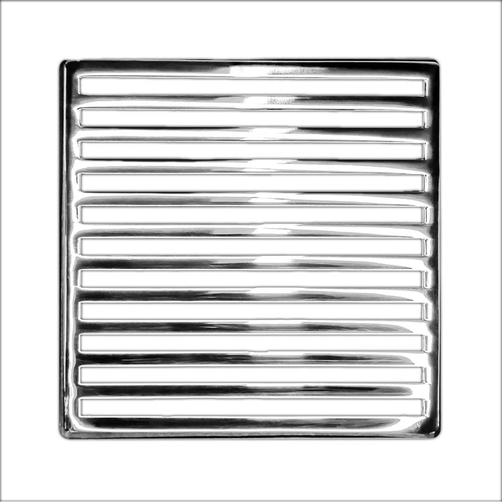 Infinity Drain - 5'' x 5'' Lines Pattern Decorative Plate for N 5, ND 5, NDB 5 in Polished Stainless - Polished Stainless