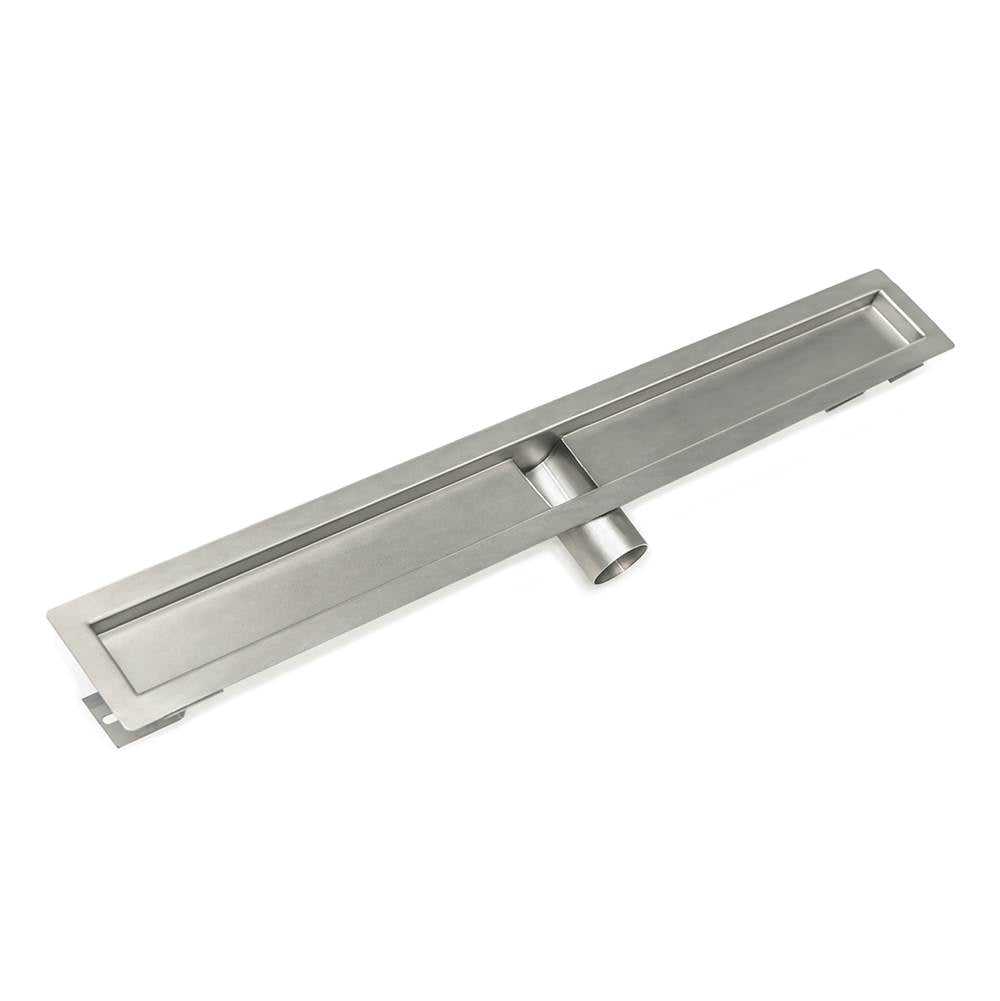 Infinity Drain - 36'' Stainless Steel Side Outlet Channel for FT Series with 2'' No Hub Outlet - Satin Stainless