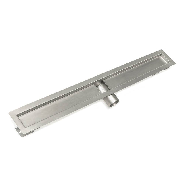 Infinity Drain - 36'' Stainless Steel Side Outlet Channel for FT Series with 2'' No Hub Outlet - Satin Stainless