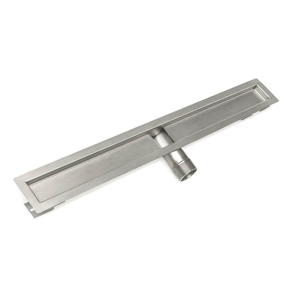 Infinity Drain - 42'' Stainless Steel Side Outlet Channel with 2'' Threaded Outlet - Satin Stainless