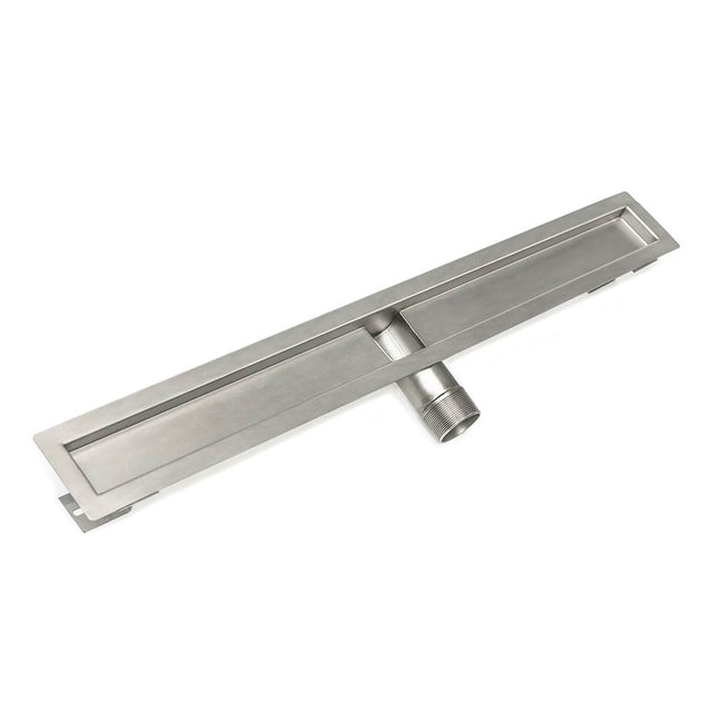 Infinity Drain - 42'' Stainless Steel Side Outlet Channel with 2'' Threaded Outlet - Satin Stainless