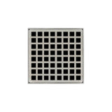 Infinity Drain - 5'' x 5'' Strainer with Squares Pattern Decorative Plate and 2'' Throat in Satin Stainless for QD 5 - Satin Stainless