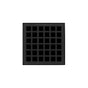 Infinity Drain - 4'' x 4'' QD 4 Complete Kit with Squares Pattern Decorative Plate in Matte Black with ABS Drain Body, 2'' Outlet - Matte Black