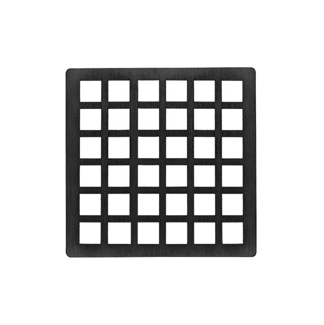 Infinity Drain - 4'' x 4'' Squares Pattern Decorative Plate for Q 4, QD 4, QDB 4 in Matte Black - Matte Black