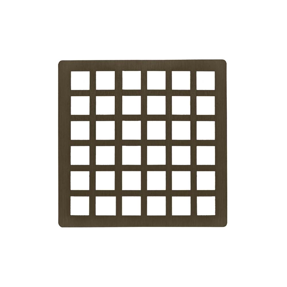 Infinity Drain - 4'' x 4'' Squares Pattern Decorative Plate for Q 4, QD 4, QDB 4 in Oil Rubbed Bronze - Oil Rubbed Bronze