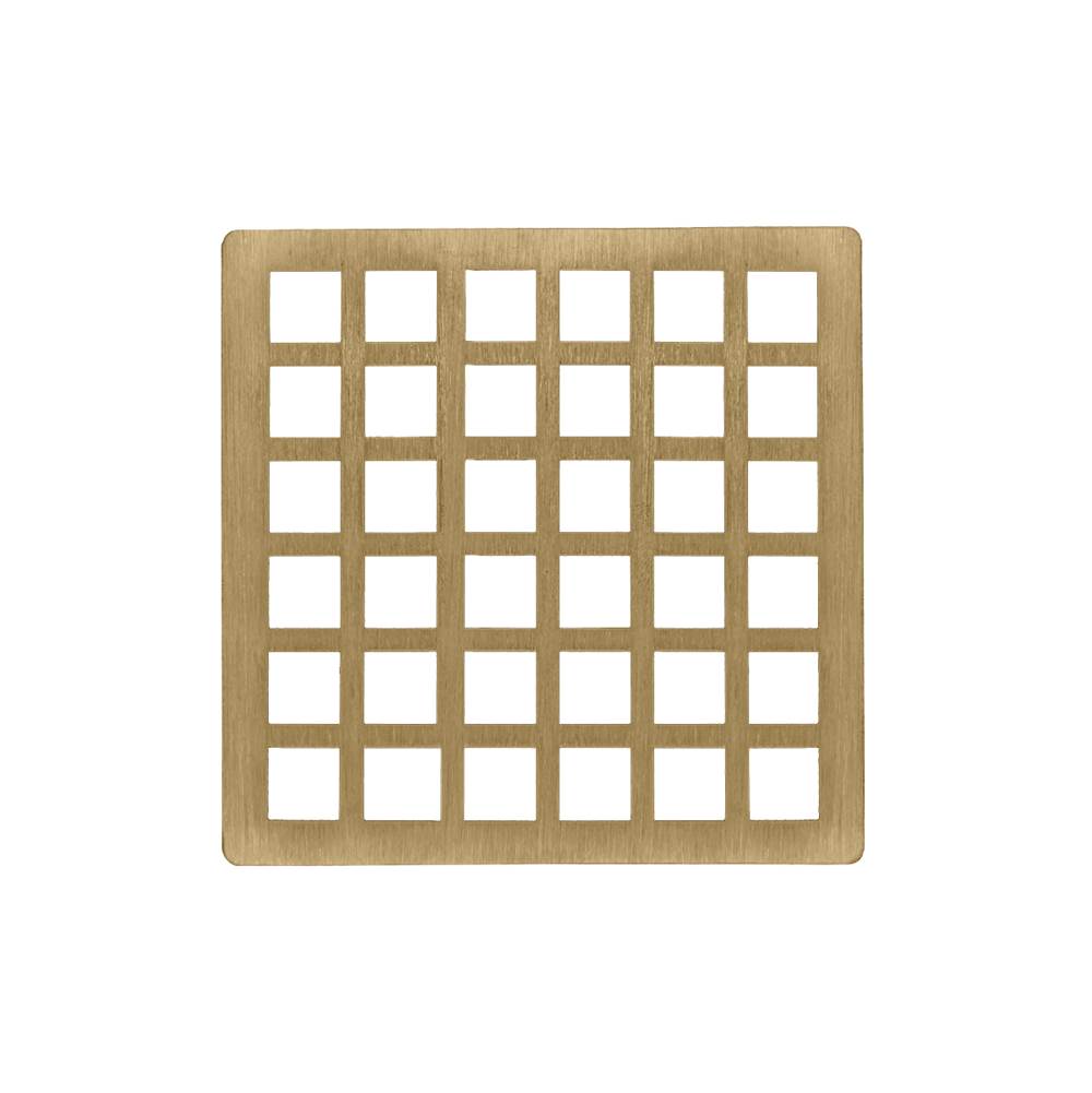 Infinity Drain - 4'' x 4'' Squares Pattern Decorative Plate for Q 4, QD 4, QDB 4 in Satin Bronze - Satin Bronze