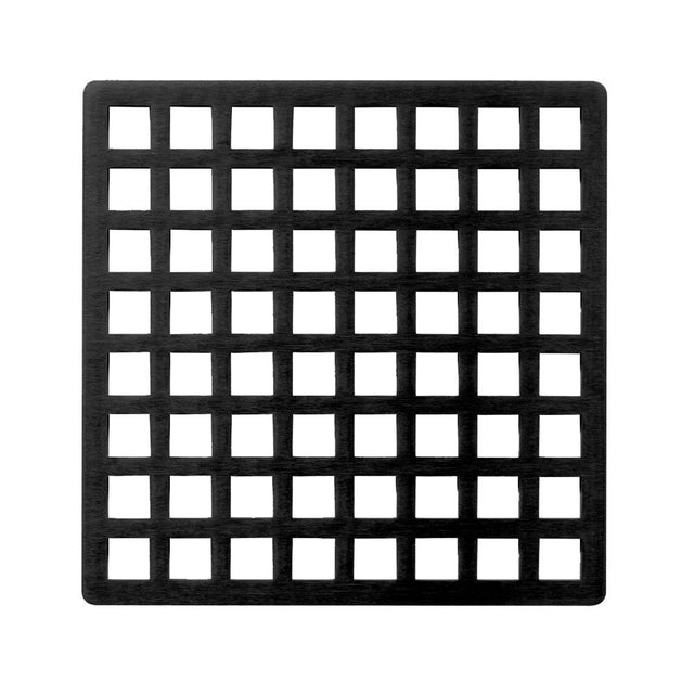 Infinity Drain - 5'' x 5'' Squares Pattern Decorative Plate for Q 5, QD 5, QDB 5 in Matte Black - Matte Black