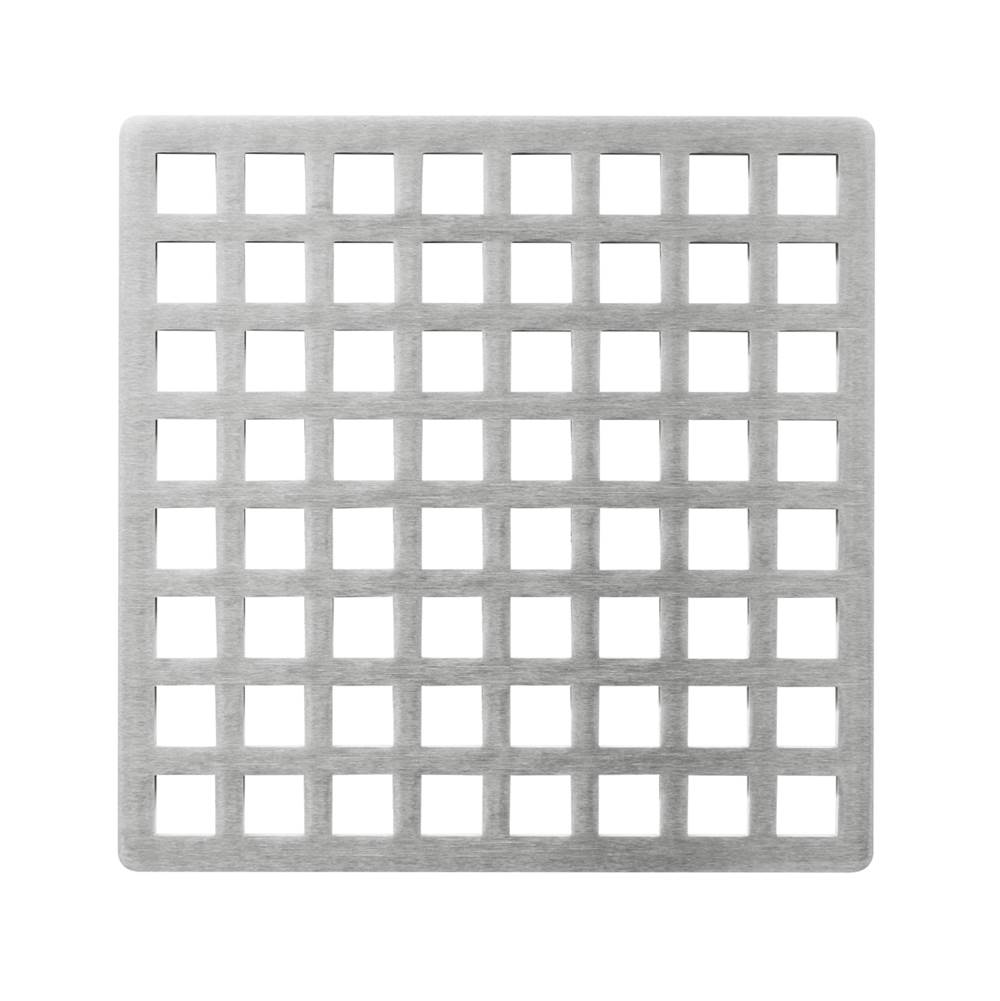 Infinity Drain - 5'' x 5'' Squares Pattern Decorative Plate for Q 5, QD 5, QDB 5 in Satin Stainless - Satin Stainless