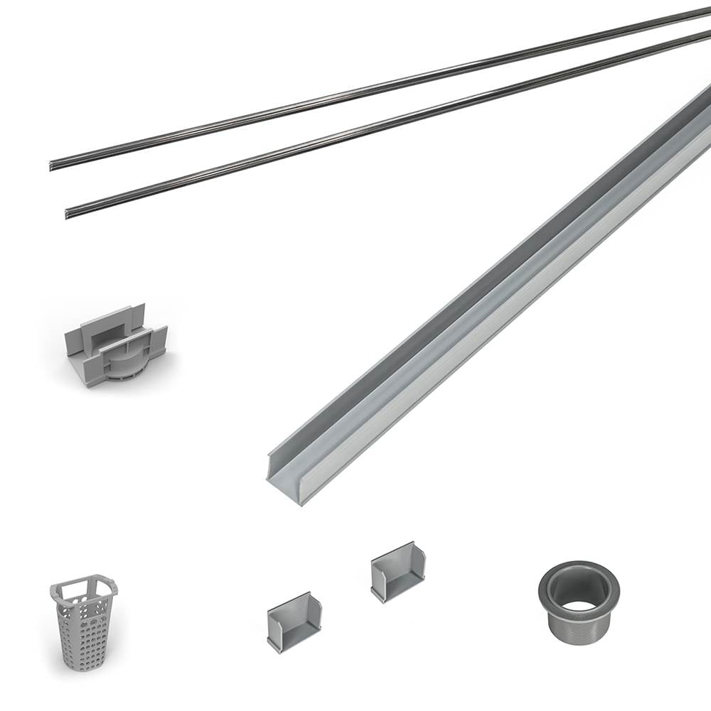 Infinity Drain - 48'' Rough Only Kit for S-AG 38 and S-DG 38 series. Includes PVC Components and Channel Trim - Satin Stainless
