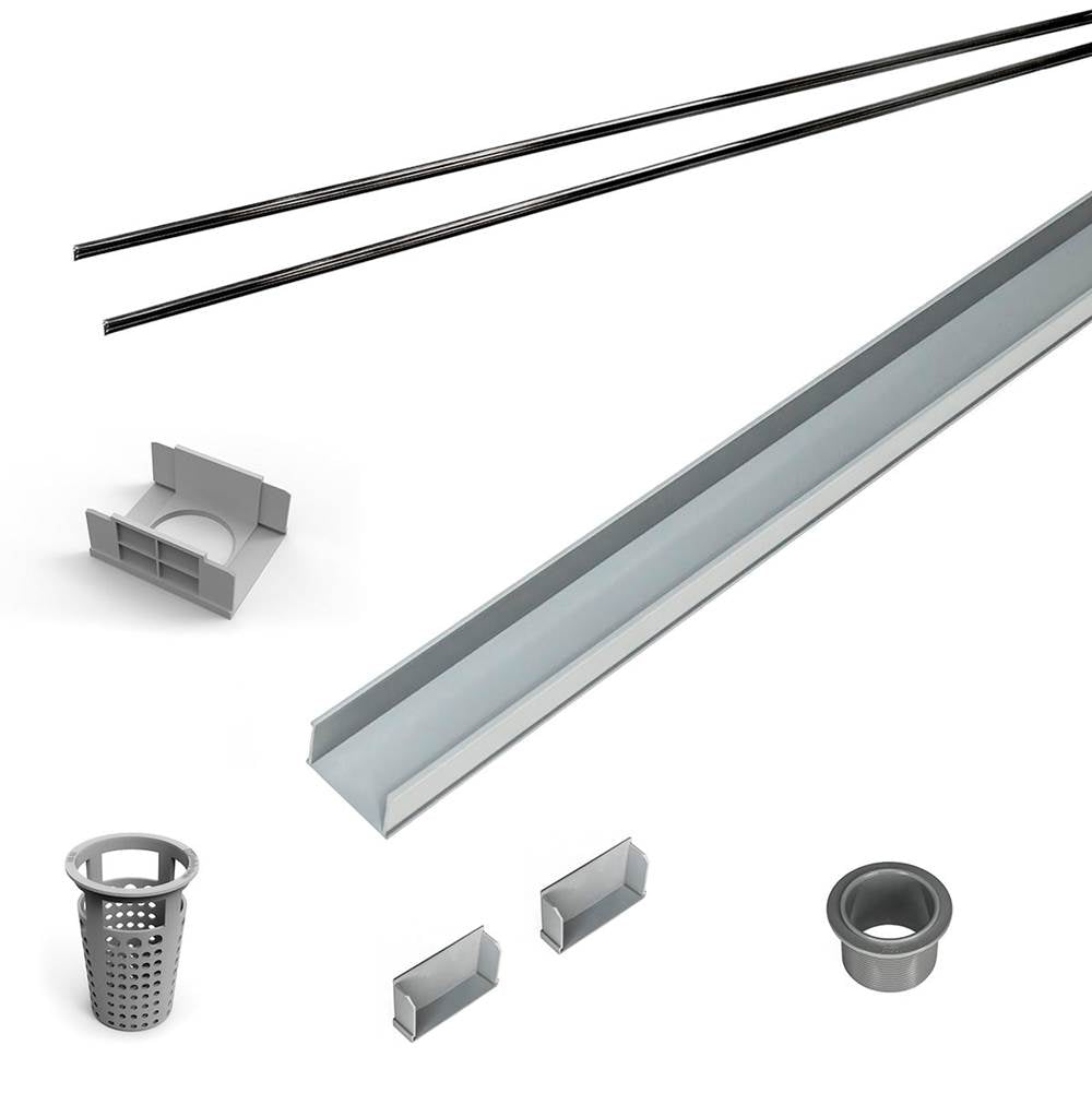 Infinity Drain - 72'' Rough Only Kit for S-AG 65, S-DG 65, and S-TIF 65 series. Includes PVC Components and Channel Trim - Matte Black