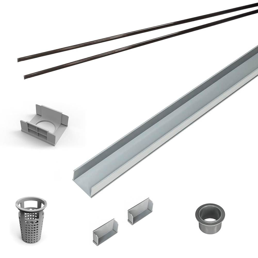 Infinity Drain - 60'' Rough Only Kit for S-AG 65, S-DG 65, and S-TIF 65 series. Includes PVC Components and Channel Trim - Oil Rubbed Bronze