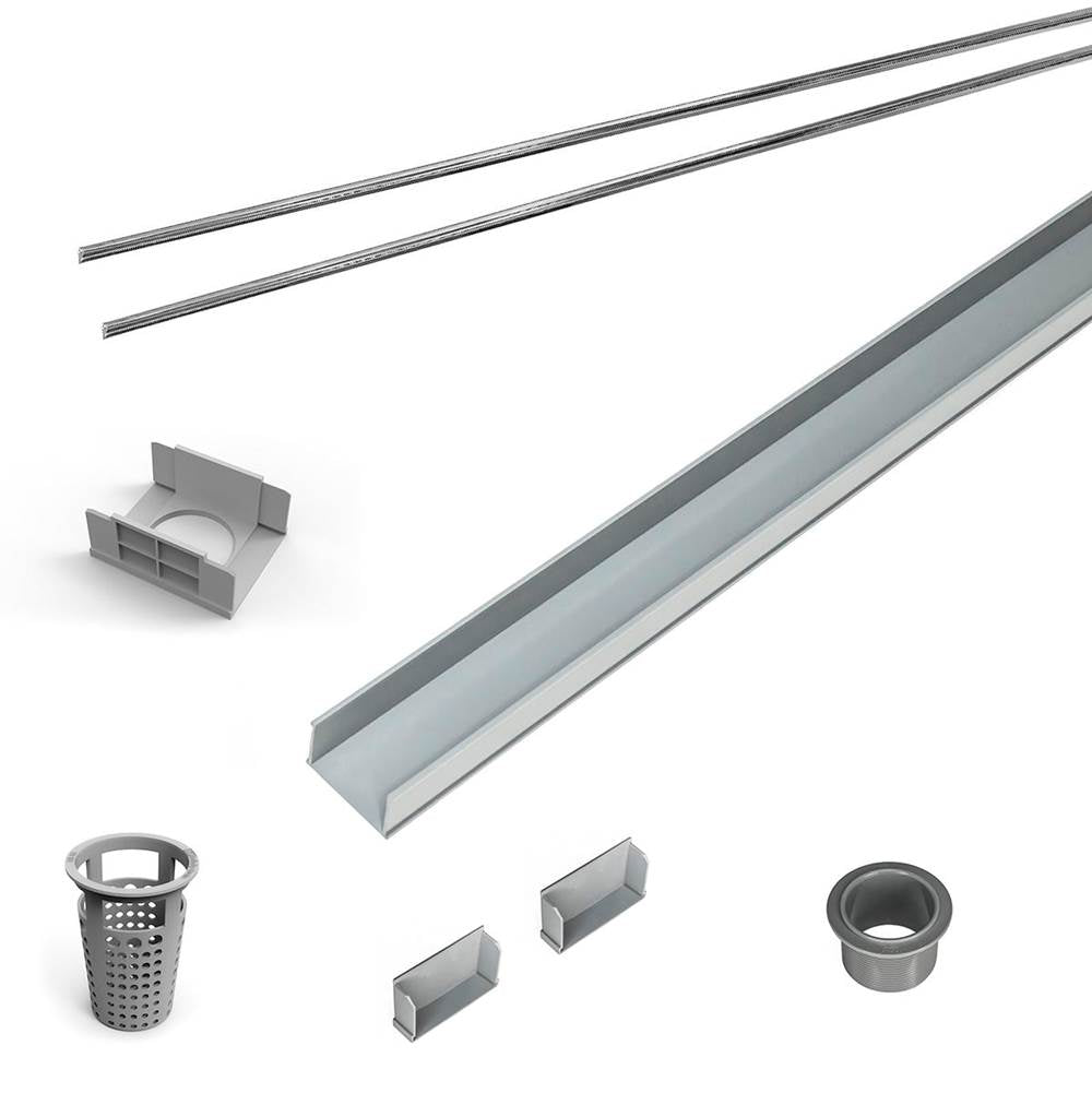 Infinity Drain - 60'' Rough Only Kit for S-AG 65, S-DG 65, and S-TIF 65 series. Includes PVC Components and Channel Trim - Polished Stainless