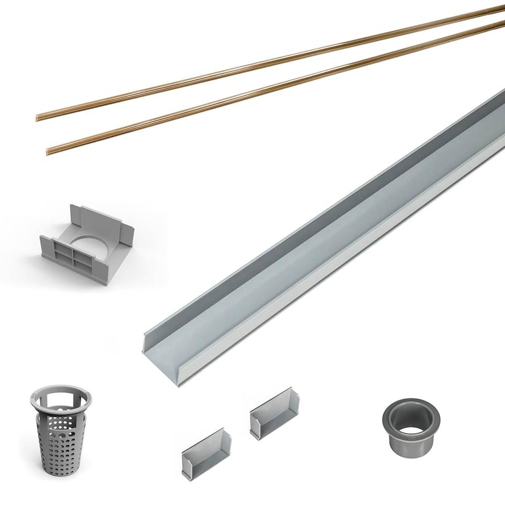 Infinity Drain - 48'' Rough Only Kit for S-AG 65, S-DG 65, and S-TIF 65 series. Includes PVC Components and Channel Trim - Satin Bronze
