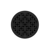 Infinity Drain - 5'' Round RKD 5 Complete Kit with Link Pattern Decorative Plate in Matte Black with PVC Drain Body, 2'' Outlet - Matte Black