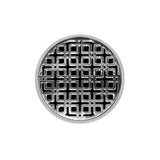 Infinity Drain - 5'' Round RKDB 5 Complete Kit with Link Pattern Decorative Plate in Polished Stainless with Stainless Steel Bonded Flange Drain Body, 2'' No Hub Outlet - Polished Stainless