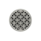 Infinity Drain - 5'' Round RKDB 5 Complete Kit with Link Pattern Decorative Plate in Satin Stainless with ABS Bonded Flange Drain Body, 2'', 3'' and 4'' Outlet - Satin Stainless