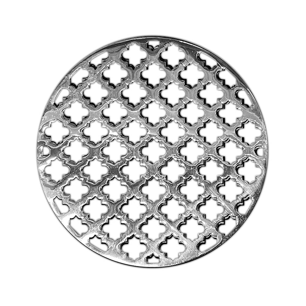 Infinity Drain - 5'' Round Moor Pattern Decorative Plate for RM 5, RMD 5, RMDB 5 in Polished Stainless - Polished Stainless