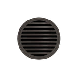 Infinity Drain - 5'' Round RND 5 Complete Kit with Lines Pattern Decorative Plate in Oil Rubbed Bronze with ABS Drain Body, 2'' Outlet - Oil Rubbed Bronze